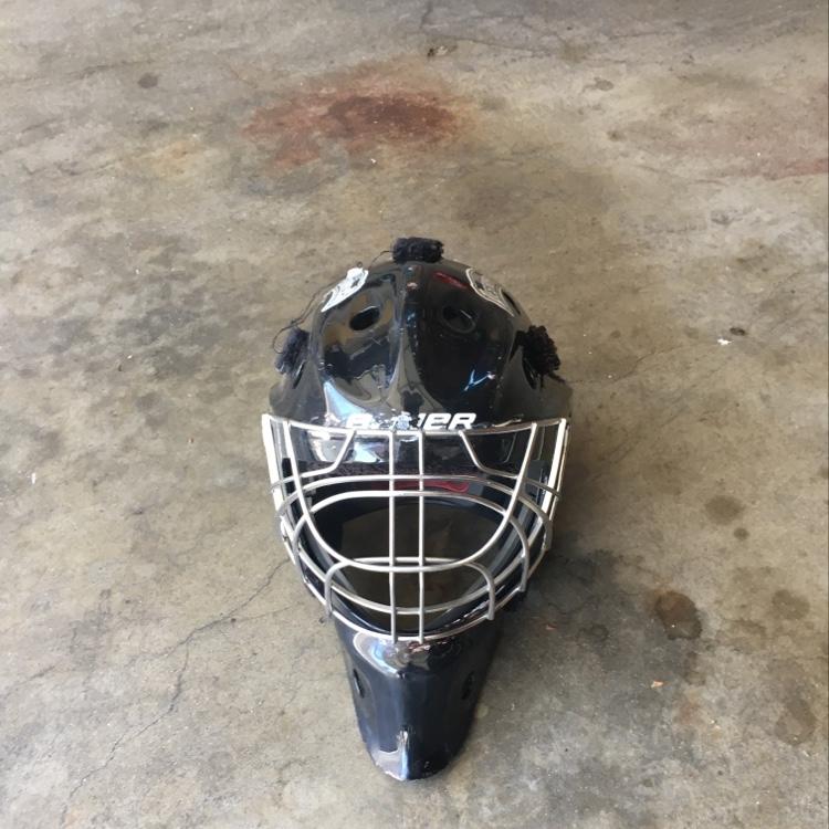 Used Bauer Goalie Helmet. Replaced all straps and chin guard SidelineSwap