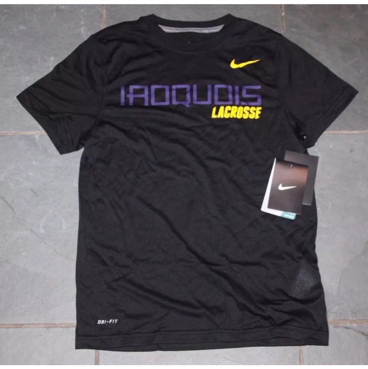 NWT Nike Dri Fit Iroquois Nationals Lacrosse Shirt Youth Small Black