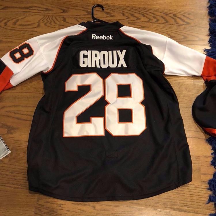 reebok brand new large philadelphia flyers replica stitched black new black flyers jersey