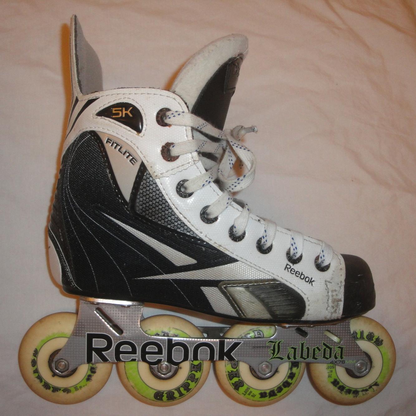 REEBOK 5K FITLITE INLINE HOCKEY SKATE JUNIOR SIZE 4D LABEDA CHASSIS