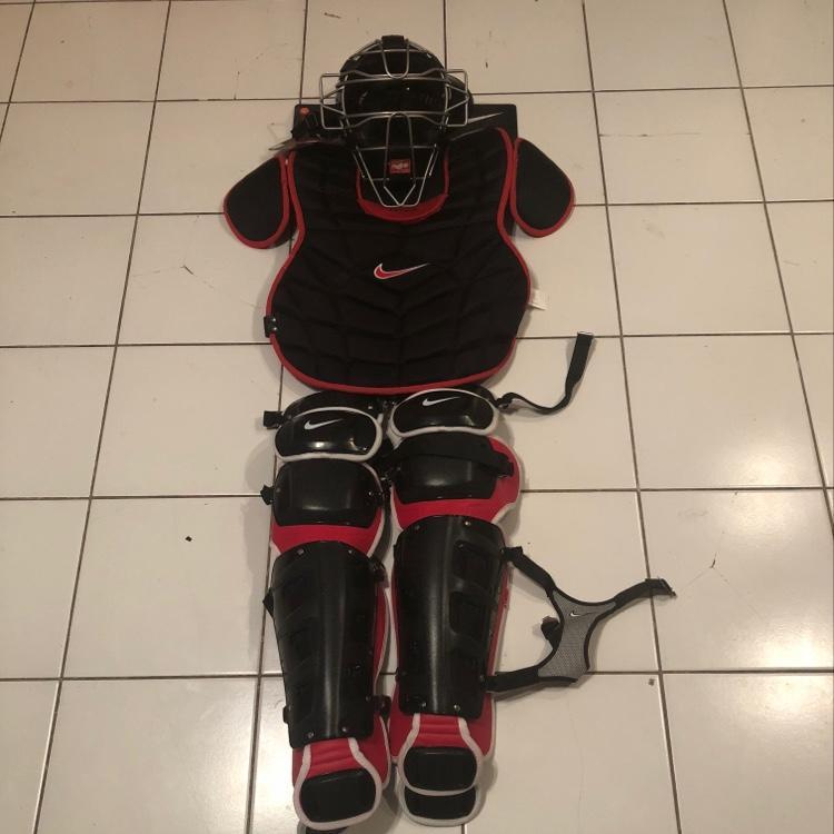 Nike Pro Catchers Gear Adult 16” Black And Red SOLD Baseball