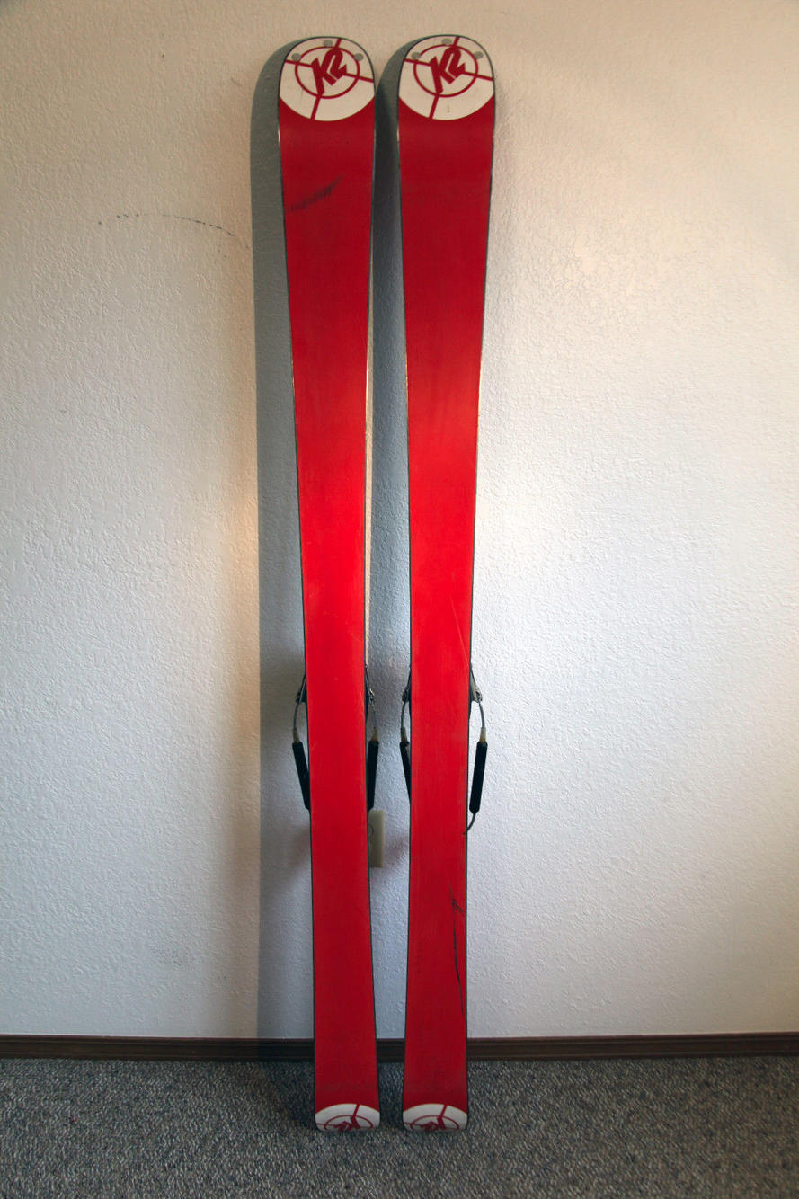 K2 Public Enemy Twin Tip Park Skis 169 cm. Rottefella Cobra Telemark
