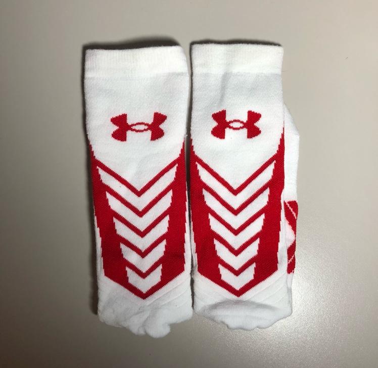 New Under Armour Red and White Football Socks Large SidelineSwap