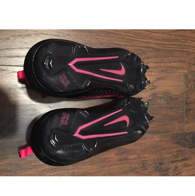 Nike Lunar Vapor Mike Trout Mothers Day Pink Metal Cleats BCA Size 13