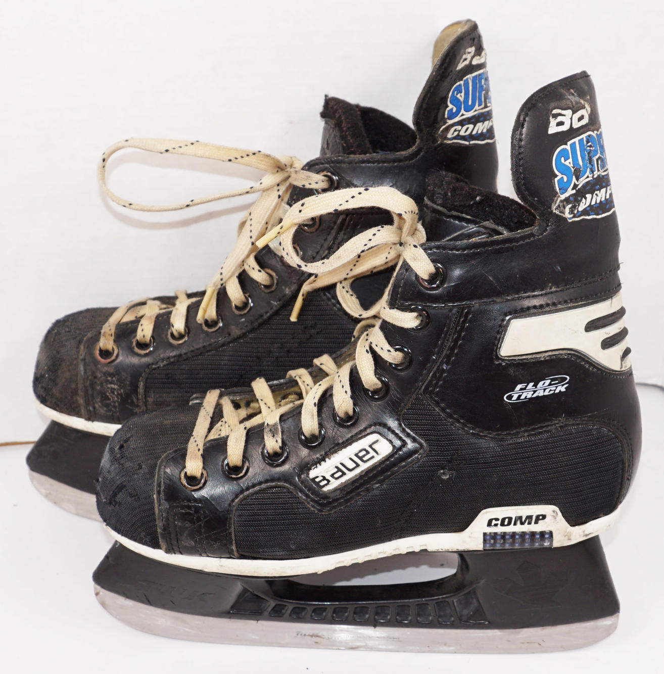 BAUER SUPREME COMP FLO JR 3D ICE HOCKEY SKATES SIZE 3 JUNIOR D WIDTH USED 13 on SidelineSwap