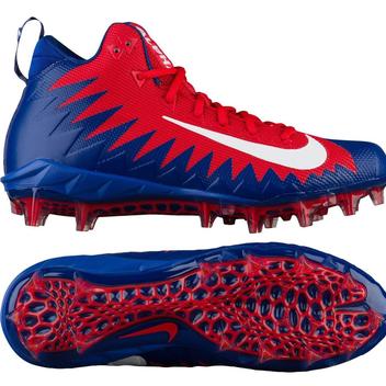 red and blue football cleats
