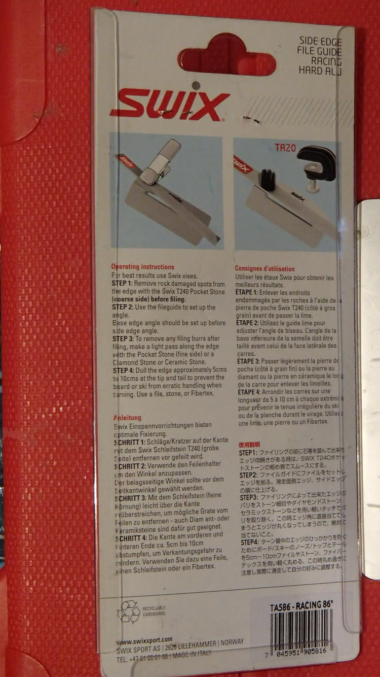 SWIX File Guide 4 degree HARD ALU 86* RACING Side Edge ski tool