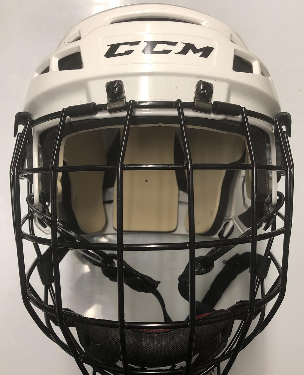 CCM VECTOR V08 PRO STOCK HOCKEY HELMET & CAGE WHITE SMALL 4046