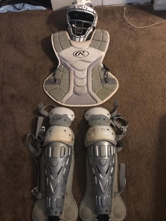 Rawlings Catcher’s Gear ( White & Grey ) SOLD Baseball Catcher's