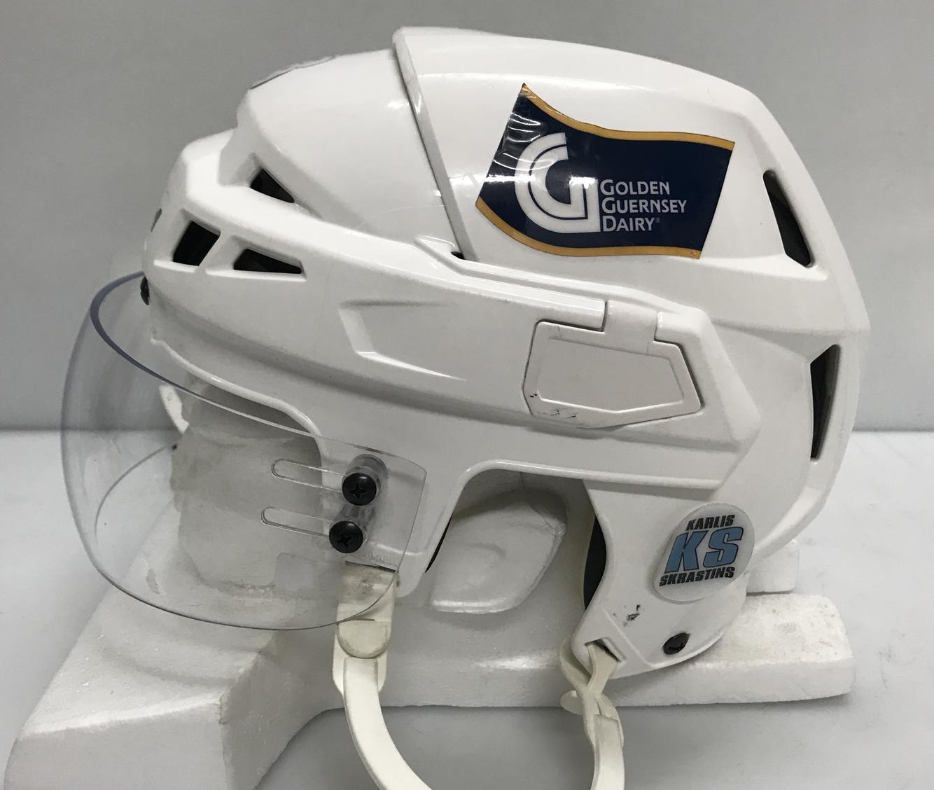 CCM V08 Pro Stock Hockey Helmet Medium White Bauer Visor AHL 8502