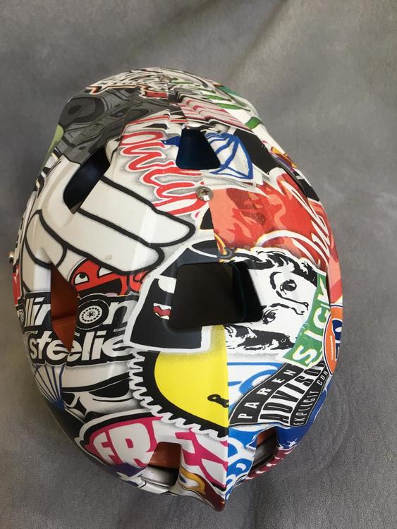 One Off Matte Finish Hydro Dipped “sticker Bomb” Lacrosse Helmets