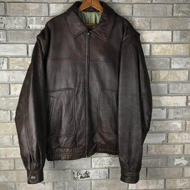 Vintage Spiegel Brown Leather Jacket Mens Xl Zip Up Lined High Quality Vtg 90s