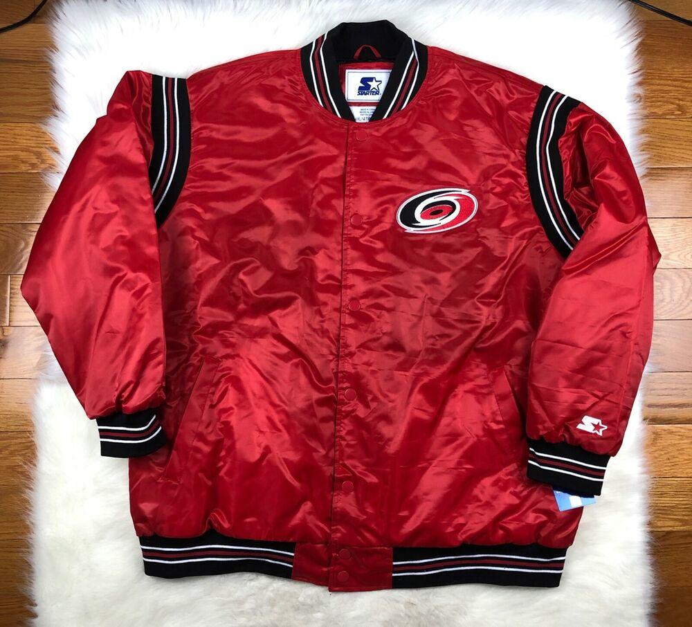 Carolina Hurricanes Starter Satin Snap Up Jacket Throwback Red Men's
