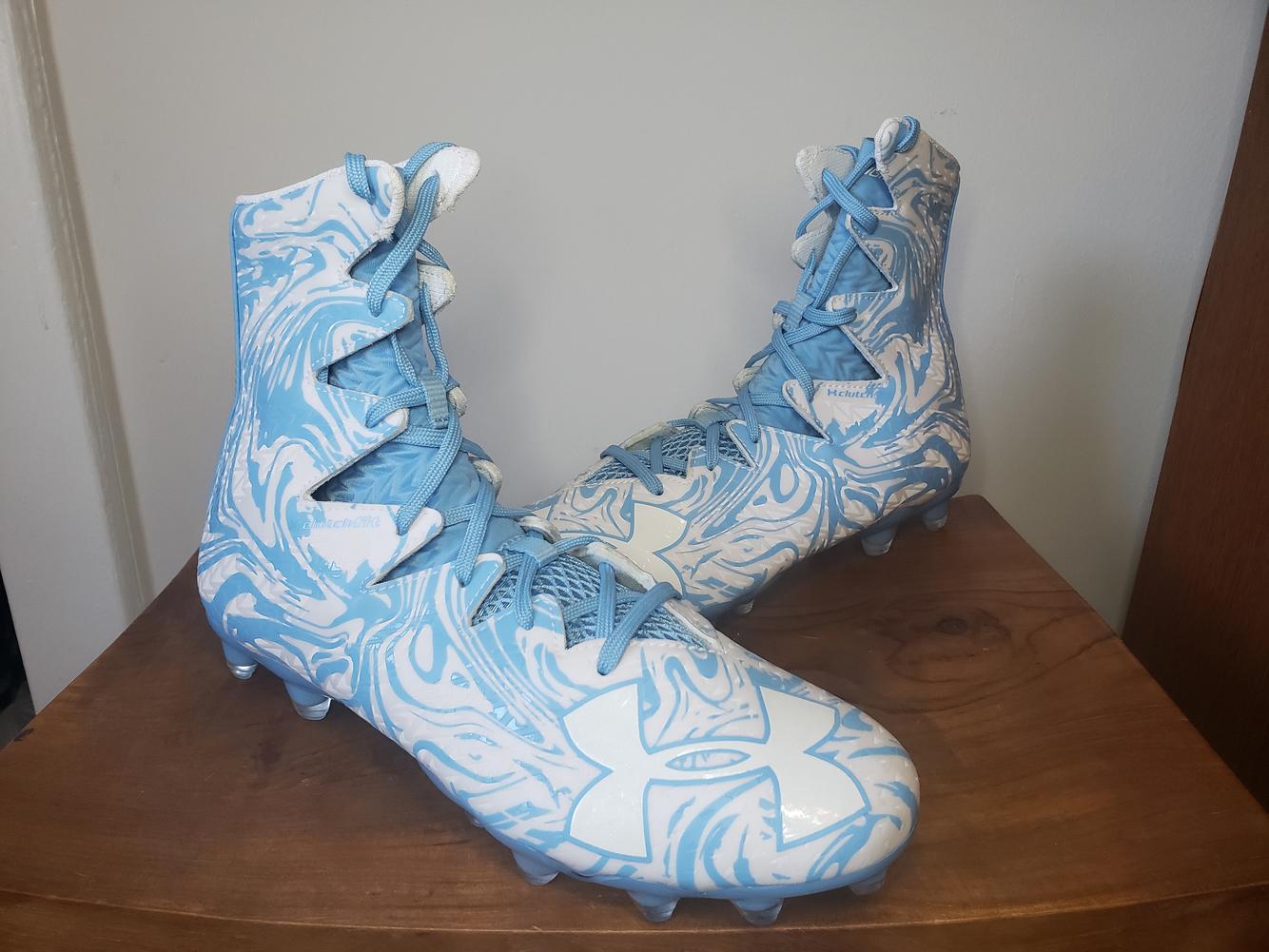 light blue football cleats