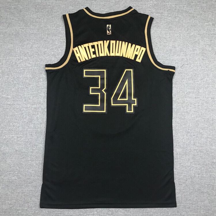 milwaukee bucks black and gold jersey