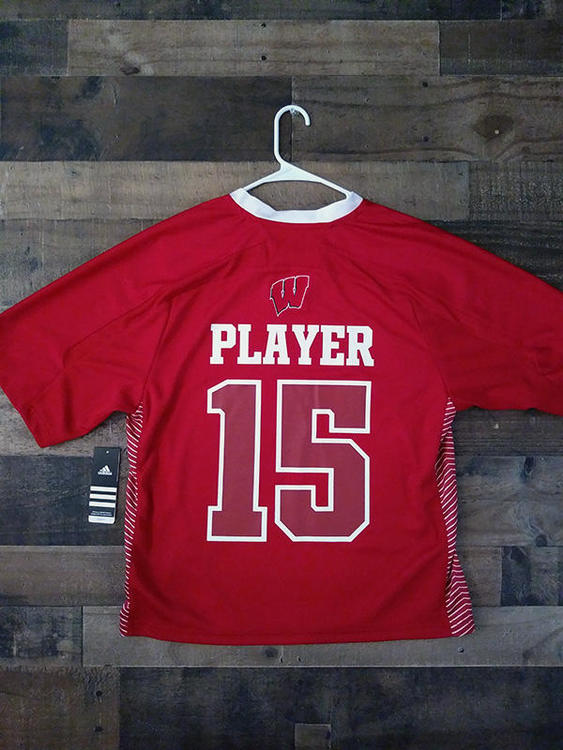 New Adidas NCAA College Lacrosse UNIVERSITY WISCONSIN BADGERS Red White #15 Demo Player Jersey | SidelineSwap New Adidas NCAA College Lacrosse UNIVERSITY WISCONSIN BADGERS Red White #15 Demo Player Jersey | SidelineSwap