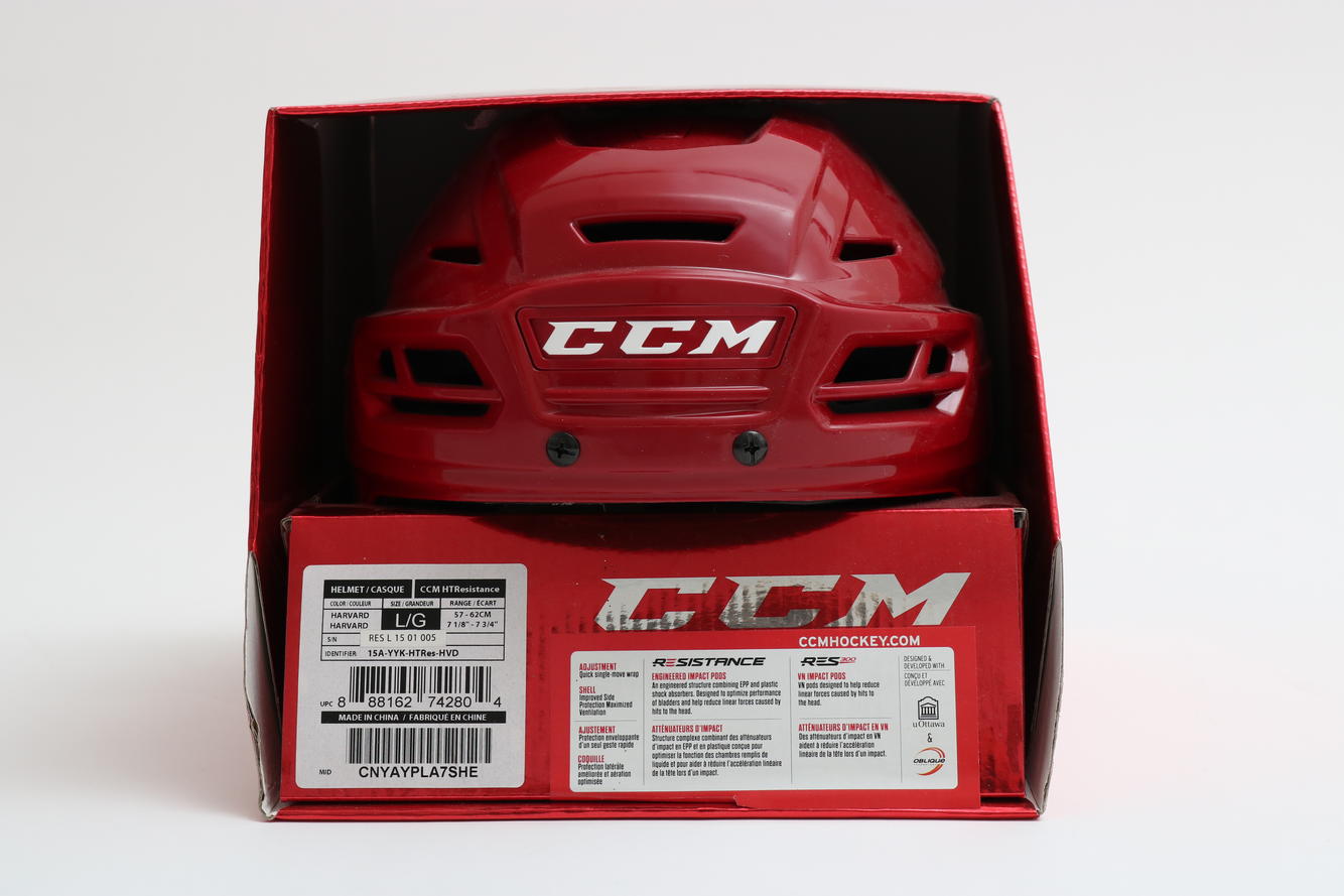 New CCM Resistance Large Helmet Pro Stock Harvard Red SidelineSwap