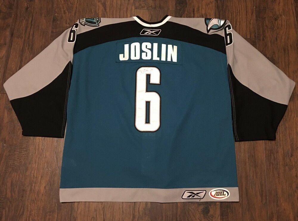 Derek Joslin 6 Worcester Sharks AHL Teal 200607 Game Worn Minor Hockey Jersey SidelineSwap