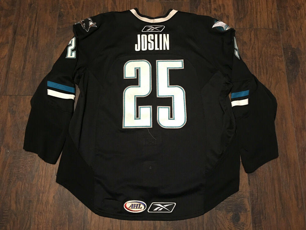 Derek Joslin 25 Worcester Sharks AHL Black 0708 Game Worn Minor Hockey Jersey SidelineSwap