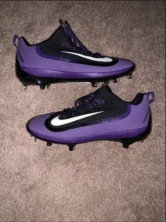 purple metal baseball cleats