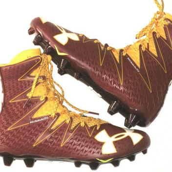 gold and maroon football cleats