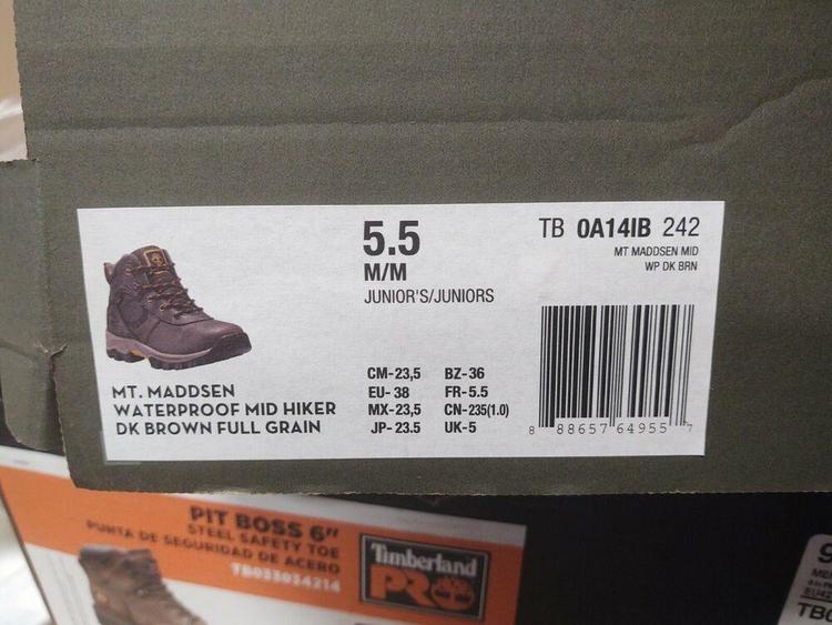 timberland kids size