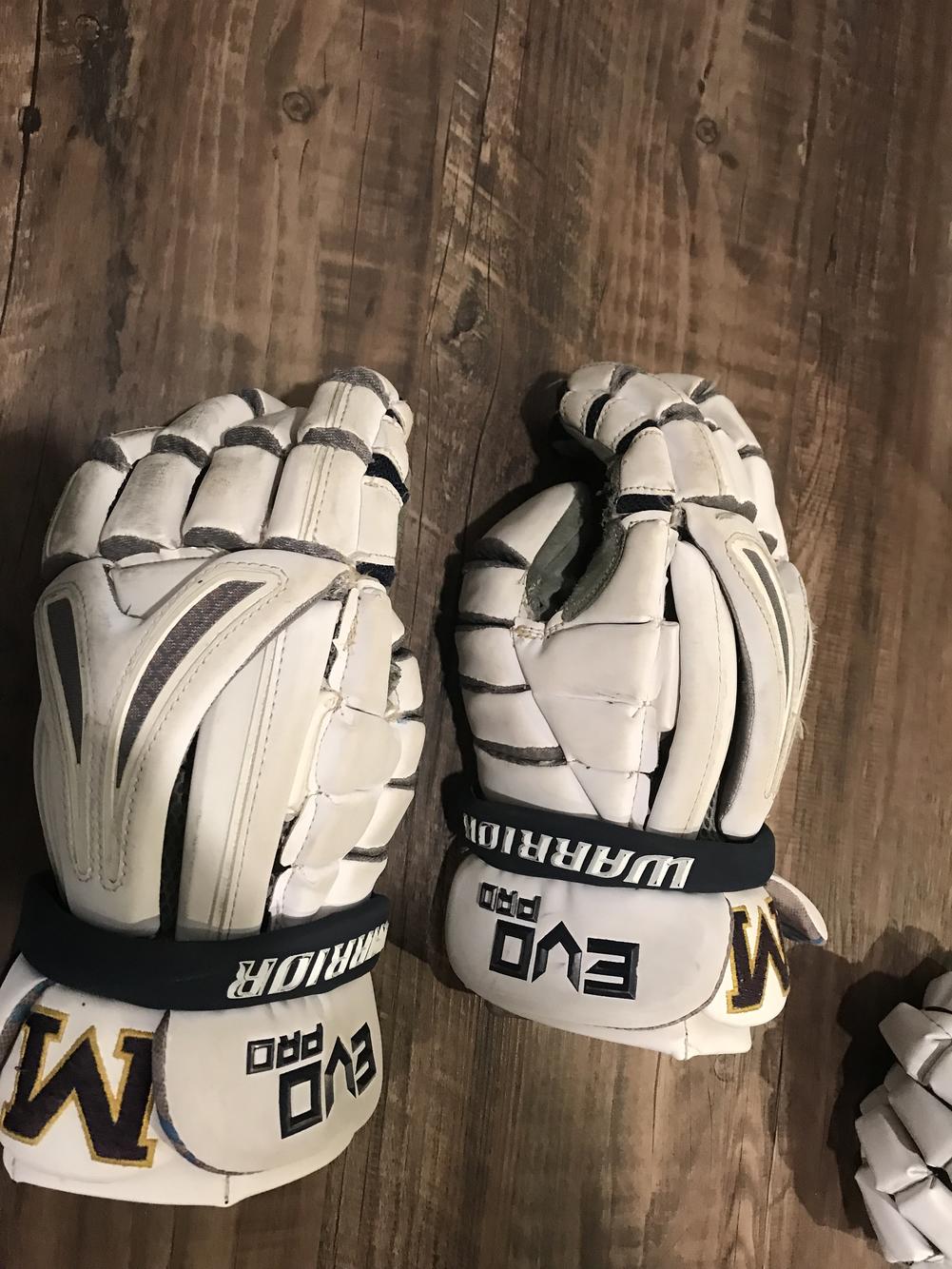 White Player Warrior Evo Pro Lacrosse Gloves 12" SidelineSwap