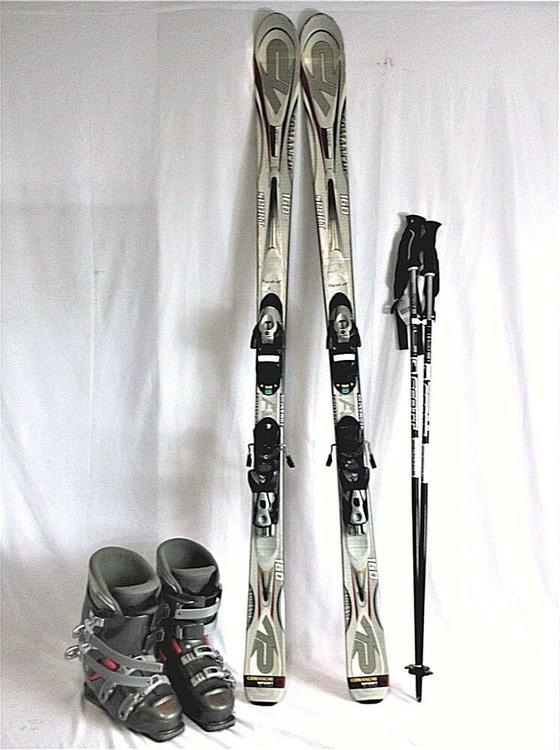 K2 Comanche Sport Used 160cm Ski Package w/ New Scott Poles, Used