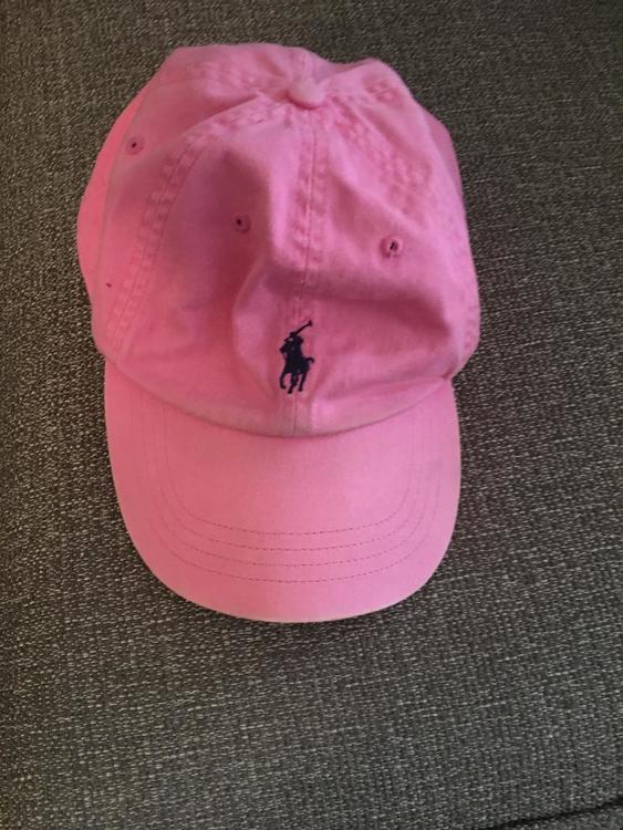 pink polo hat with leather strap