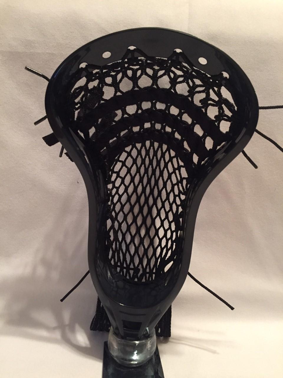 "NEW" Vipr1 Black dyed head strung with black dyed mesh Lacrosse Sticks