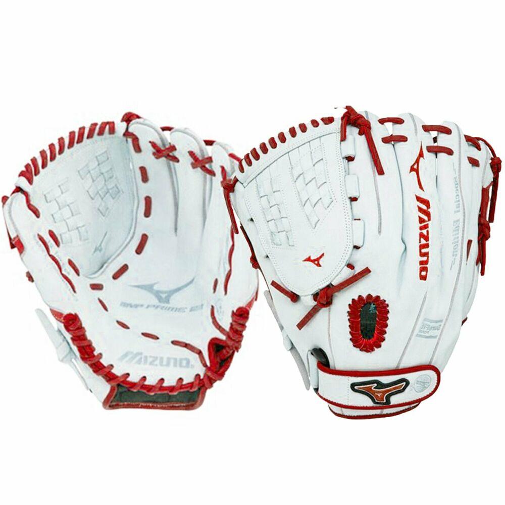 12.5Inch Mizuno MVP Prime Lefty Leather SE baseball SOFTBALL Glove White Red SidelineSwap