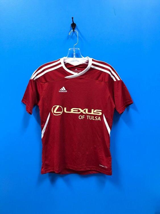 red and blue soccer jersey