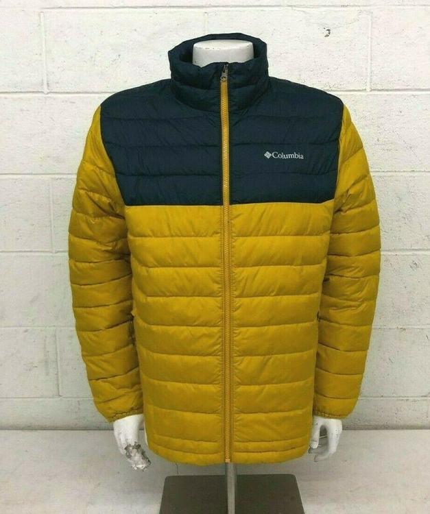 blue and yellow columbia jacket