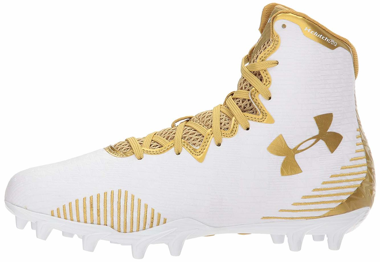 white and gold under armour cleats