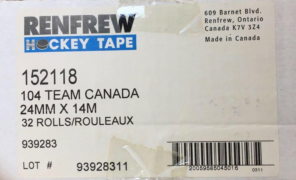 New 32 pack Renfrew Team Canada Cloth Ice Hockey Tape 24mm x 14m Stick