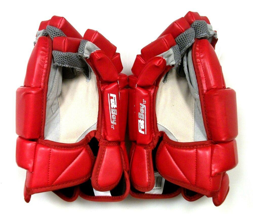 New Warrior Fatboy box lacrosse goalie gloves 14" red Lax indoor senior