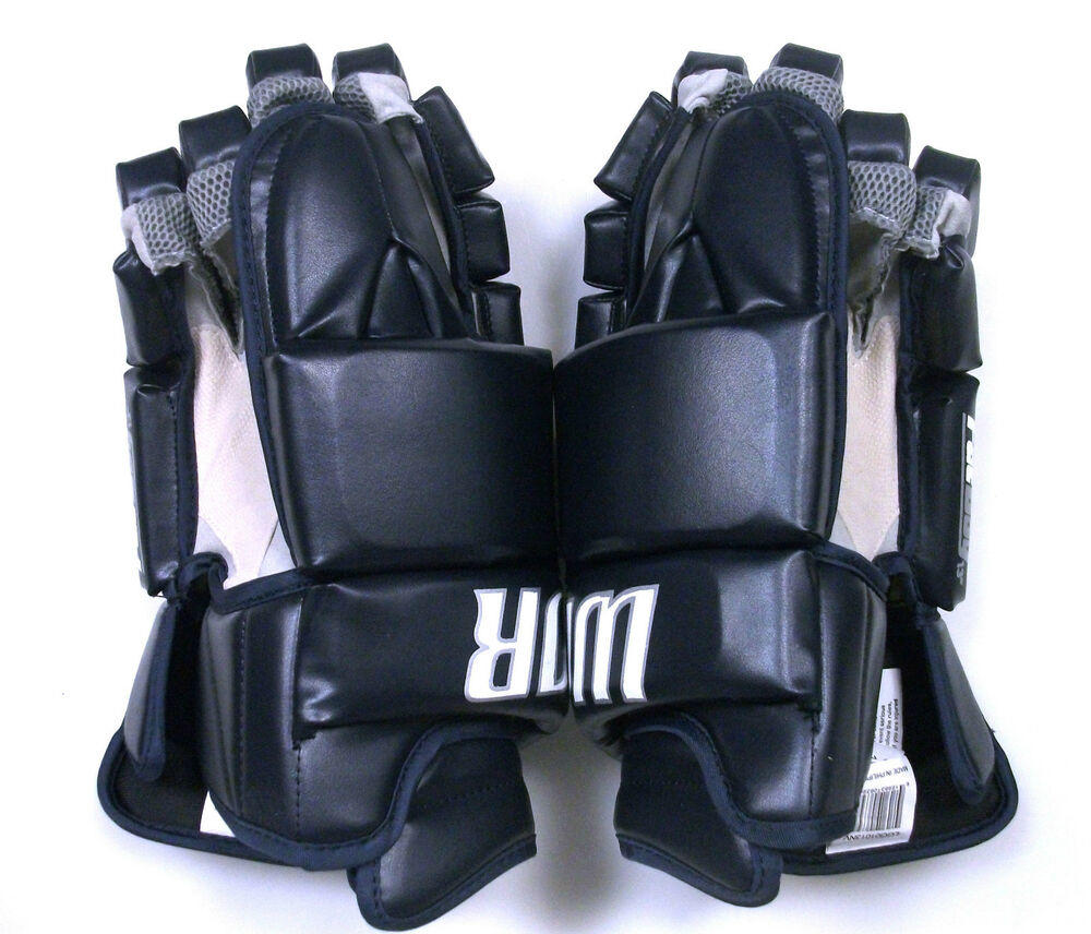 New Warrior Fatboy box lacrosse goalie gloves 12" navy Lax indoor