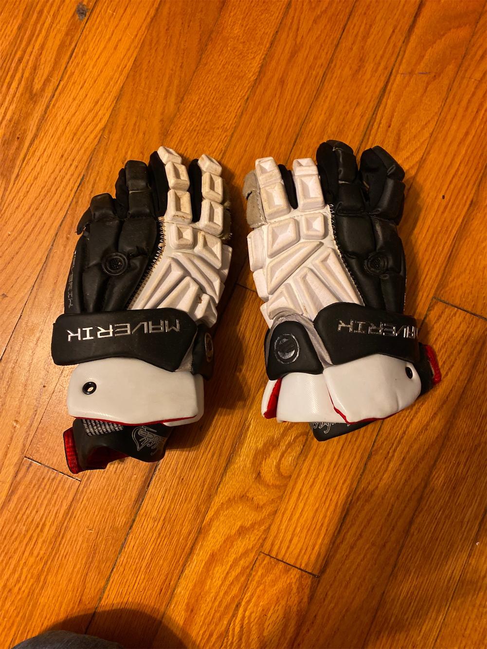 White Used Player Maverik Maybach Deuce 13" Lacrosse Gloves SidelineSwap