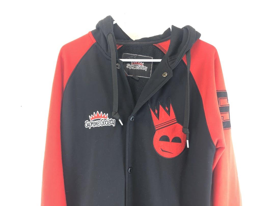 New SUPREME SOCIETY Black//Red Hoodie Jacket MEN Size XXXL***