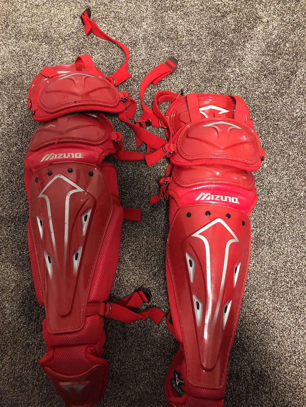 Red Used Mizuno Samurai Catcher's Leg Guard SidelineSwap
