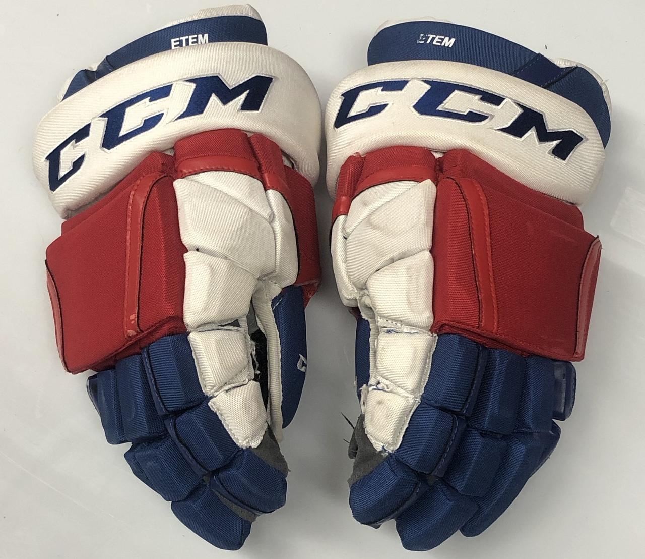 CCM HG12 Pro Stock Custom Hockey Gloves Rangers 14" NHL ETEM (6109