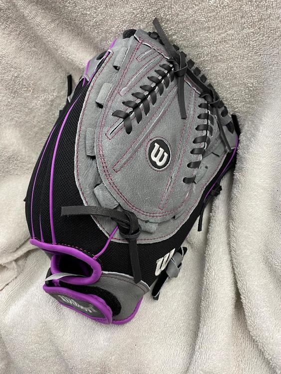 purple softball glove