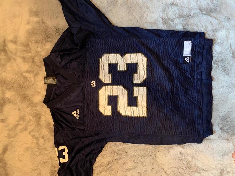 Notre Dame University- Navy Blue Used Men's Youth Large Adidas Jersey Notre Dame University- Navy Blue Used Men's Youth Large Adidas Jersey