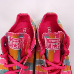 pink and green converse sneakers