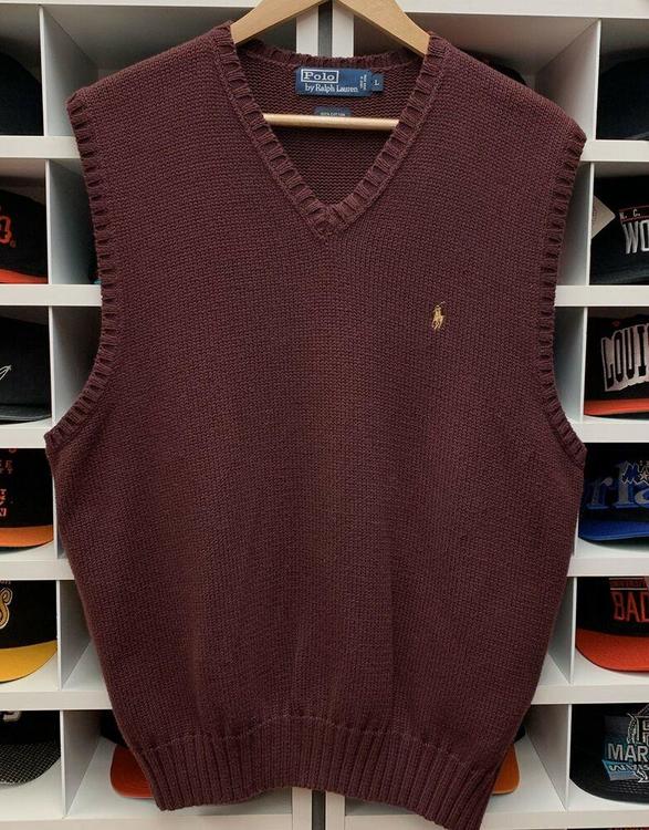 red polo sweater vest