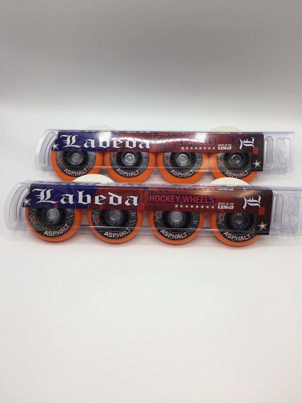 8 Labeda Asphalt Hard Outdoor Inline Hockey Wheels, 4/80mm & 4/76mm 85A
