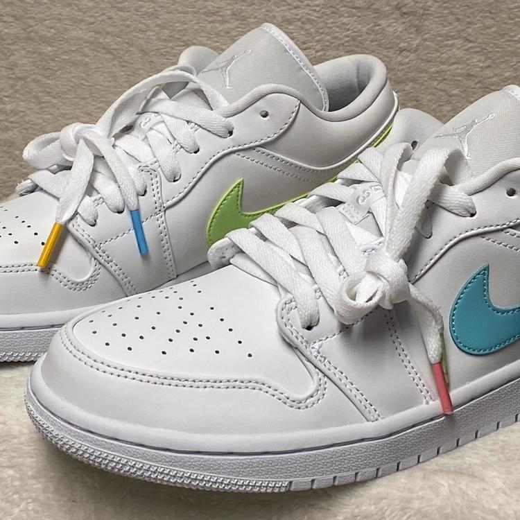 air jordan 1 low white multicolor light aqua