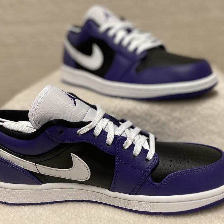purple black white jordan 1