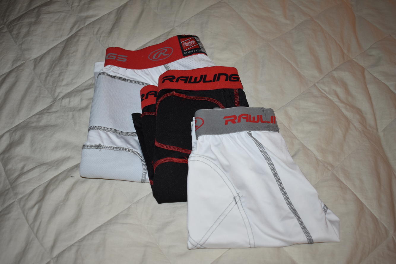 Rawlings Baseball Sliding Shorts, AXL/YL/YM, White/Black 3 Pair