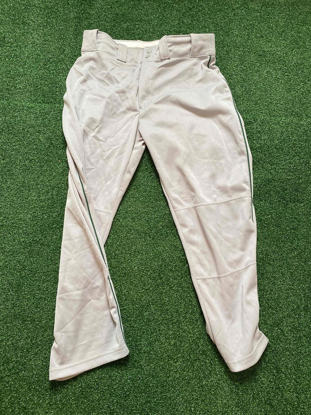 Wilson Baseball Pants, Youth XL, Grey w/ Green Piping Open Bottom SidelineSwap